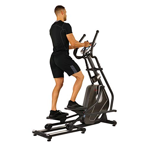 Sunny Health & Fitness Magnetic Elliptical Trainer Machine w/Device Holder, LCD Monitor, 265 LB Max Weight and Pulse Monitoring - Circuit Zone, Black (SF-E3862)