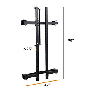 PRx Performance Murphy Rack Fold in Squat Rack, Wall Mounted Folding Power Rack, Weight Lifting Power Rack with Adjustable Pull Up Bar, Heavy Duty J-Cups, Home Gym Equipment