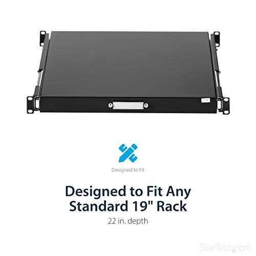 StarTech.com 1U Sliding Server Rack Mount Keyboard Shelf Tray - 55lbs - 22" Deep Steel Pull Out Drawer for 19" AV, Network Equipment Rack (SLIDESHELFD)