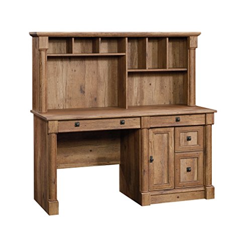 Sauder 420713 Palladia Computer Desk with Hutch, Vintage Oak Finish