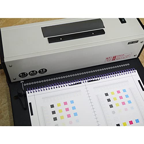Binding Device, Comb & Spiral Binding Machine for A4 - Manual Round Hole & Electric Coil Insert - Adjustable Side Edge - Sturdy Metal Construction
