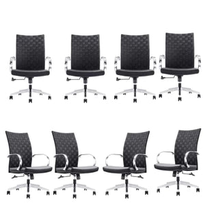 GM Seating Weeve Conference Room Chairs Set of 8 - High Back Leather Executive Office Chair