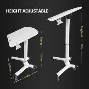 HGTRH Mobile Laptop Standing Desk Cart on Wheels, Adjustable Height Rolling Bedside Table