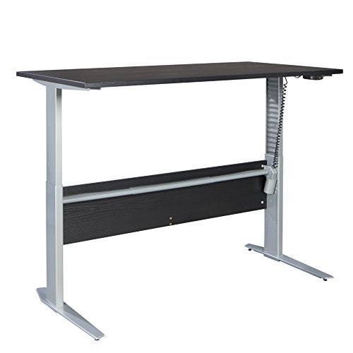 TVILUM 80400/3186103 Pierce Height Adjustable Desk, Black Wood Grain/Silver