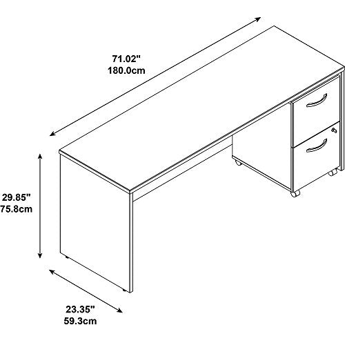 Bush Business Furniture Series C 72W Shell Desk/Credenza Shell with 2-Drawer Mobile Pedestal