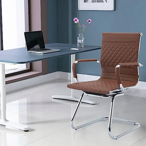 BESTANO Office Guest Chairs Set of 6 - Modern Mid Back PU Leather Reception Chairs