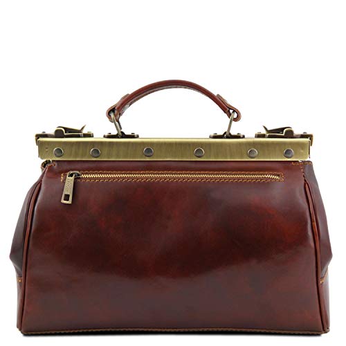 Tuscany Leather Monalisa Doctor gladstone leather bag with front straps Brown