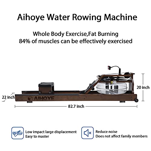 Water Rowing Machine with 4.5”LCD Monitor,Ash Wood Water Rowing Machine for Gym or Home, Professional Aerobic Exercise,Training Equipment That Can Track Time Distance and Calories (Ash)