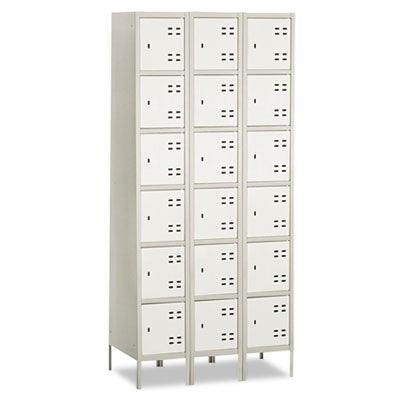 Safco 5527GR Three-Column Box Locker, 36w x 18d x 78h, Two-Tone Gray