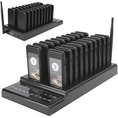 BRANBREIS Restaurant Buzzer Pager System, Wireless 20-Channel Pager with Charging Indicator