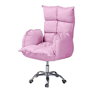 Sofa Computer Chair, Modern Mid-Back Upholstered Office Chair w/Wheels, Ergonomic Executive Desk Chair, Adjustable Swivel Computer Task Chair for Home Office Bedroom Living Room (Pink)