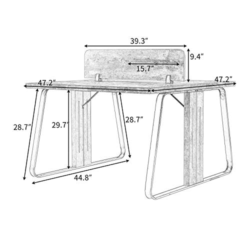 HOVEYY Two Person Desk, Double Workstation Office Desk with Divider Industrial Computer for Home Office Writing Study Work