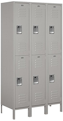 Salsbury Industries 52368GY-U Double Tier 45-Inch Wide 6-Feet High 18-Inch Deep Unassembled Extra Wide Standard Metal Locker, Gray