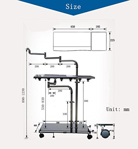 AiTrustand Bedside Moving Laptop Stand Adjustable Sofa Computer Monitor Holder Mount +Keyboard Holder Rotating Laptop Table Lapdesks (Black)