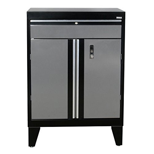 Sandusky Lee GADF301836-029L Modular System Base Storage Cabinet with Drawer, 30" Width x 18" Diameter x 43" Height, Black/Charcoal
