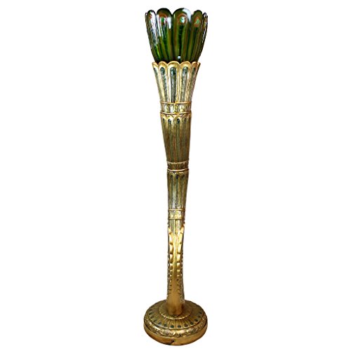 Design Toscano KY8012 Art Deco Peacock Floor Lamp Statue, 70 Inch, Faux Gold