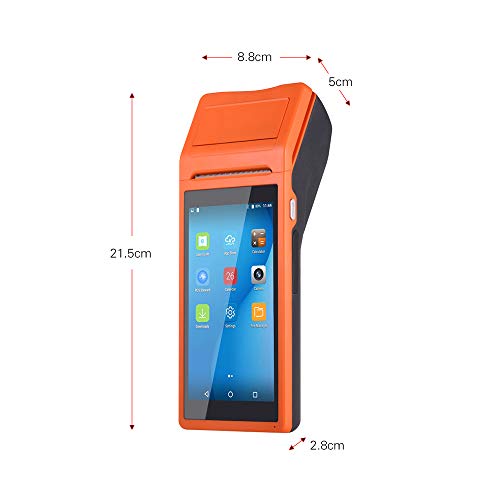 BISOFICE POS Receipt Printer, Android 6.0 OS Mobile POS, 58mm Receipt Printer, 5.45" Touch Screen PDA Printer Supports 3G WiFi BT4.0 USB OTG Bluetooth, Handheld POS Machine Terminal Printer