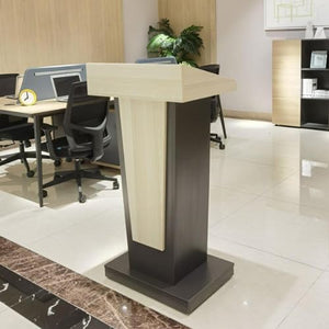 CAMBOS Luxury Lectern Podium Stand with Open Storage - Wood Conference Table Teacher Podium