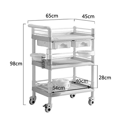 GaRcan Heavy Duty Medical Utility Cart with Drawers, Green, 3 Tier, 100-150Kg Capacity