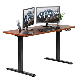 VIVO Electric Height Adjustable 60 x 24 inch Memory Stand Up Desk, Dark Walnut Solid One-Piece Table Top, Black Frame, Standing Workstation with Preset Controller, DESK-KIT-1B6D