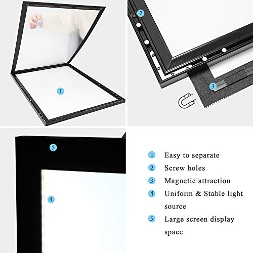 Spolehli Led Movie Poster Frame 27" x 40" Photo Frame LED Light Box Display Sign Holder in Black, Wall Mounting, Aluminum Profile, Magnetic Frame for Movie Poster Advertising Display