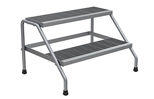 Vestil SSA-2W-KD Aluminum Wide 2-Step Stand - Knock Down, Silver