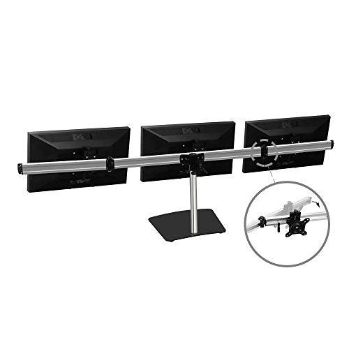SIIG Premium Aluminum Triple Monitor Stand - Adjustable Height 3 Monitors 13" to 27" 17.6 lbs Each VESA 75 and 100 Compatible Full Motion (CE-MT2111-S1)