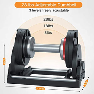 SNODE Adjustable Dumbbell 28 Lbs- with Metal Handle and Adjustable Weight Plates, Simple and Quick Adjustment, Home Gym Dumbbell for Strength Training - (Single)