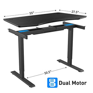 MAIDeSITe Electric Standing Desk Height Adjustable Desk Electric Stand Up Desk Workstation Dual Motor 55 x 28 Inches, Black Frame/Black Top…