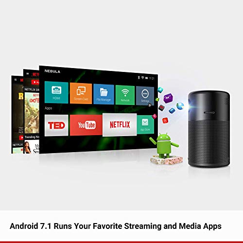  Nebula Capsule, by Anker, Smart Portable Wi-Fi Mini Projector, 100 ANSI lm Pocket Cinema, DLP, 360° Speaker, 100" Picture, 4-Hour Video Playtime, and App-Watch Anywhere (Renewed) 