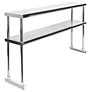 ABSQUU KPS Stainless Steel Double Overshelf 14 x 48 for Prep Work Table - NSF