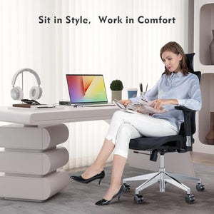 TONFARY Ergonomic Mesh Office Chair with Lumbar Support, Adjustable Headrest, 4D Armrests