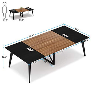Tribesigns 8FT Conference Table, Large Modern Meeting Table with Grommet Holes
