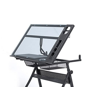 Drafting Table American Children Adult Liftable Glass Drawing Table Art Work Table (Color : Black, Size : 96X60X68CM)