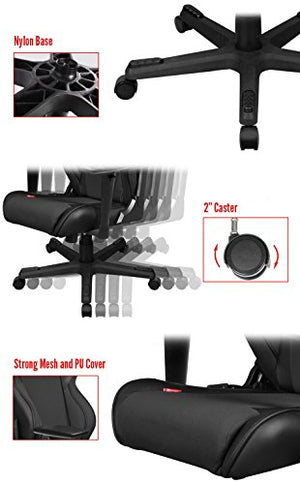 DXRacer Racing Series OH/RW106/N Racing Style Bucket Seat Ergonomic Executive Office Gaming Chair Computer Esports Desk Chair Lumbar Support Pillows (Black)