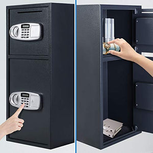 Giantex Safe Box Security Lock Box with Double Door and Keys Digital Safe Depository Drop Box Safes Home Office Security Lock for Gun Cash Valuable Storage