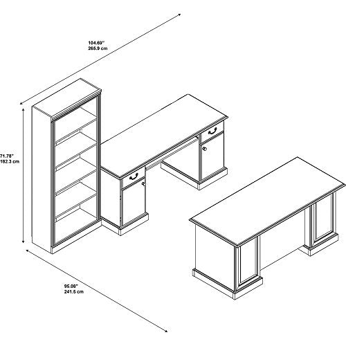 kathy ireland Home by Bush Furniture BNT005CS Bennington Manager's Desk, Credenza and Bookcase, Harvest Cherry