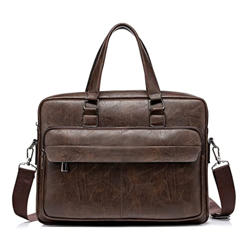HLMSKD Men's Bag Business Pu Leather Men Laptop Male Messenger Bag Men's Shoulder Bags Briefcases for Documents Bag (Color : C, Size