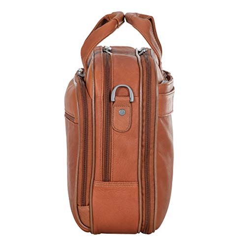 Kenneth Cole Reaction Resolute Men's Briefcase Full-Grain Colombian Leather 16" Laptop Portfolio Messenger Bag, Cognac, One Size