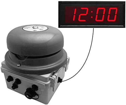 Netbell All-in-One Extra Loud Break Time Alarm Bell System with Programmable Timer Controller & 4” Digital Clock