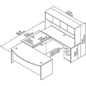 Bush Business Furniture Series C Elite 72W x 36D 3 Position Sit to Stand Bow Front U Shaped Desk with Hutch and 3 Drawer File Cabinet in Mocha Cherry