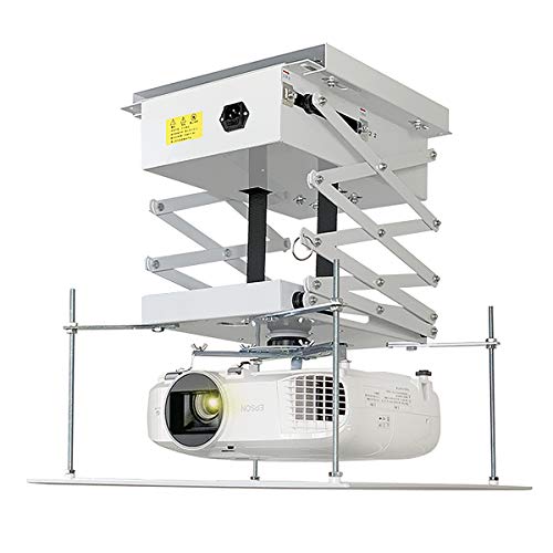 CGOLDENWALL Projector Lift Motorized Projector Mount Hanger Projector Ceiling Mount Adjustable Mounting Bracket Double Motors with Fixing Plate Max Load 44lb (Running Distance: 300cm/118.11inches)