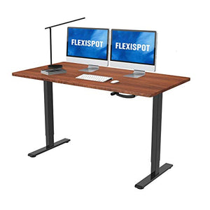 Crank Height Adjustable Computer Laptop Standing Desk with 55 x 28 inches Tabletop Stand up Desk Frame and Desktop Workstation(Black+55" Mahogany)