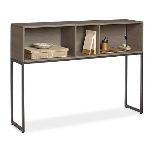 60" Wide Open Hutch Gray Laminate/Black Steel Base