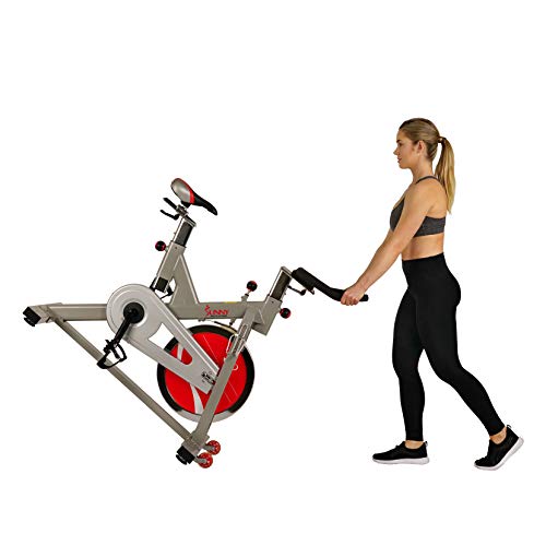Sunny Health & Fitness Indoor Spin Bike Exercise Stationary Cycle Bike - SF-B1110S,Silver