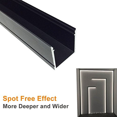 LightingWill U Shape LED Aluminum Channel 6.6ft/2M 25 Pack - Black 24x24mm - Cabinet Kitchen LED Strip Light