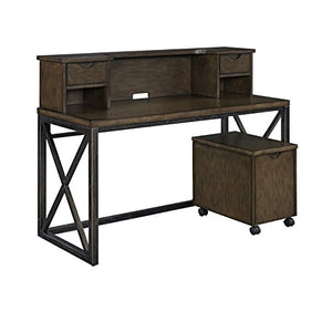 Xcel Cinnamon Finish Office Desk with Hutch & Mobile File by Home Styles