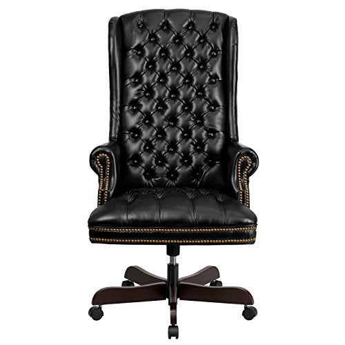 Flash Furniture High Back Traditional Tufted Black Leather Executive Swivel Chair with Arms