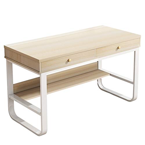 Computer Desk with 2 Drawers & Multi-Layer Storage Frame | Modern Home Office Desk for Kids, Student, Teenager, Youth | Simple Laptop Writing Table Workstation 47 Inch Waterproof(White)