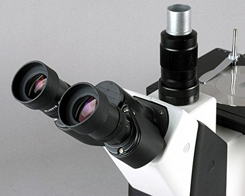 AmScope ME1200TA Inverted Trinocular Metallurgical Microscope, 50X-800X Magnification, PL10x and PL16x Eyepieces, Polarizing Condenser, Brightfield and Polarizing LED Illumination with Rheostat, Large Double-Layer Mechanical Stage, 90-240V